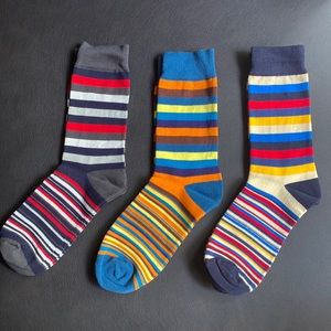 Men’s Cotton Striped Socks - OS/Set of 3
